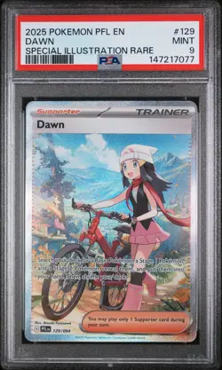 2025 POKEMON PFL EN-PHANTASMAL FLAMES SPECIAL ILLUSTRATION RARE #129 DAWN PSA 9 - Image 1
