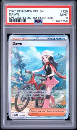 2025 POKEMON PFL EN-PHANTASMAL FLAMES SPECIAL ILLUSTRATION RARE #129 DAWN PSA 9 - Image 1