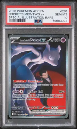2026 POKEMON ASC EN-ASCENDED HEROES #281 TEAM ROCKET'S MEWTWO EX PSA 10 - Image 1