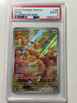 2024 Pokemon Twilight Masquerade Eevee Illustration Rare #188 PSA 8 NM-MT TWM - Image 1