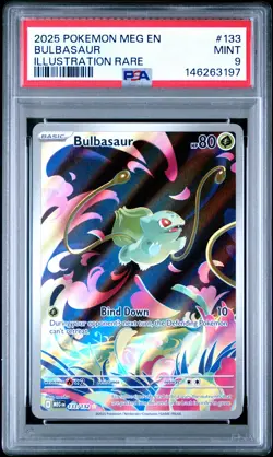 2025 POKEMON MEG EN-MEGA EVOLUTION ILLUSTRATION RARE #133 BULBASAUR PSA 9 - Image 1