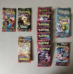 Pokemon TCG Booster Pack Lot 14 Packs Mixed Lot English 10 Cards Per Pack 6+ - Image 1