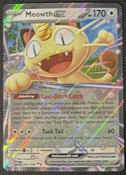 Meowth ex 062/088 Me03: Perfect Order Holo NM Pokemon Card - Image 1