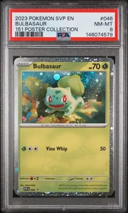 PSA 8 NM-MT Pokemon 2023 Black Star Promo Bulbasaur Poster 151 Collection #046 - Image 1