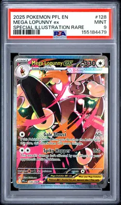 2025 POKEMON PFL EN-PHANTASMAL FLAMES #128 MEGA LOPUNNY EX PSA 9 - Image 1