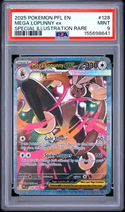 2025 POKEMON PFL EN-PHANTASMAL FLAMES #128 MEGA LOPUNNY EX PSA 9 - Image 1