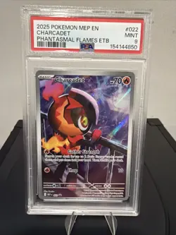 2025 POKEMON MEP EN-ME PHANTASMAL FLAMES ETB #022 CHARCADET PSA 9 - Image 1