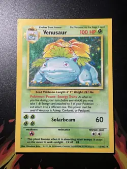 Pokemon TCG Venusaur 15/102 Base Set Holo Rare Holo English 1999 100 HP - Image 1