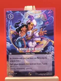 A Whole New World 10/C1 Lorcana Challenge Promo Full Art Aladdin Lorcana Card - Image 3