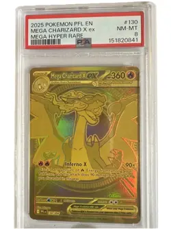Mega Charizard ex 130/094 Hyper Rare Phantasmal Flames Pokemon Card Grade 8 - Image 1