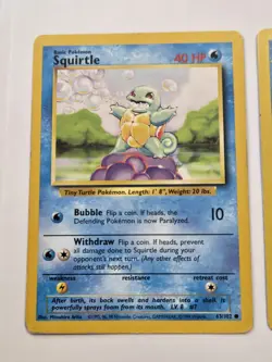Squirtle 63/102 and Wartortle 42/102 Base Set Pokemon Lot Of 2 Cards - Image 3