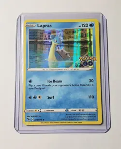 Pokemon Lapras 23 Pokemon Go Ultra Rare Holo Card + Top Loader - Image 1