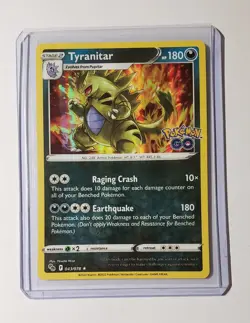 Pokemon Tyranitar 43 Pokemon Go Ultra Rare Holo Card + Top Loader - Image 1
