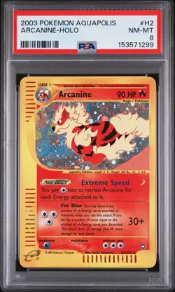 2003 POKEMON AQUAPOLIS #H2 ARCANINE-HOLO PSA 8 - Image 1