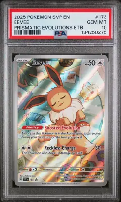 POKEMON 2025 Prismatic Evolutions ETB EEVEE Full Art SVP En #173 PSA 10 Gem - Image 1
