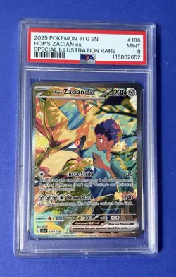 2025 Pokemon JTG EN Hop’s Zacian ex Special Illustration Rare #186 PSA 9 MINT - Image 1