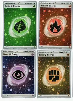 🌀HD Cosmos Holo w Mew Tail Swirl Complete set of 8 151 SVE 001-008 Energy Cards - Image 3
