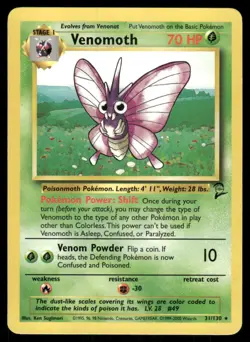 Venomoth 31/130 Rare Base Set 2 Pokemon Lightly Played - Image 1