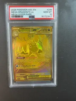 Pokemon Ascended Heroes Gold mega Dragonite ex PSA 10 SMALL DAMAGE, PLEASE SEE - Image 1