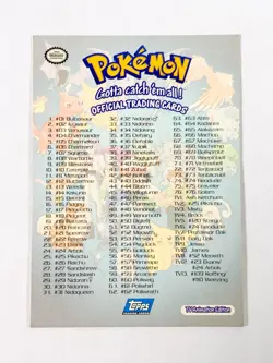 Pokemon Non-Holo 1999 NINTENDO TOPPS TV Animation Edition Character List Card - Image 2