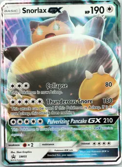 Pokemon Snorlax GX SM05 Black Star Promo Holo Card Sun & Moon TCG - Image 1