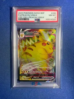 2023 POKEMON SWSH BSP FA/PIKACHU BMAX VRZ COLL-PIKACHU VMAX PSA 8 - Image 1