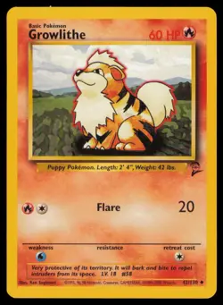 Growlithe 42/130 Uncommon Base Set 2 Pokemon Lightly Played - Image 1