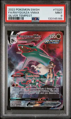 2022 POKEMON SWORD & SHIELD SILVER TEMPEST #TG20 FULL ART/RAYQUAZA VMAX PSA 9 - Image 1