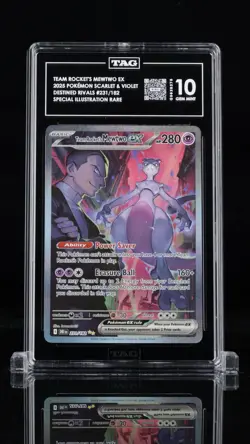 Pokemon Destined Rivals Team Rockets Mewtwo EX 231/182 SIR TAG Grade 10 Gem Mint - Image 1