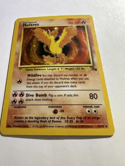 Pokemon Fossil Moltres Holo 12/62 WOTC LP - Image 2