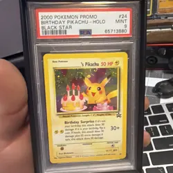PSA 9 Birthday Pikachu #24 Black Star Promo Holo WOTC Pokemon 2000 Mint - Image 1