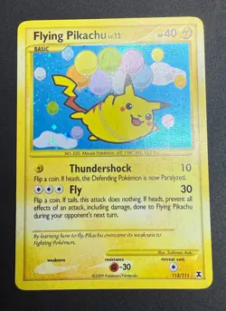 Pokemon Flying Pikachu Secret Holo Rising Rivals 113/111 Light played - Image 4