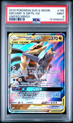 Pokemon Sun & Moon Garchomp & Giratina GX #146 PSA 9 - Image 1