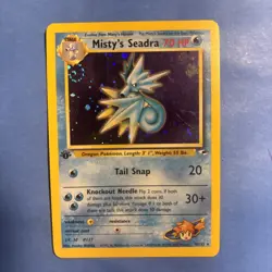 Pokemon WOTC Misty’s Seadra 9/132 1st Edition Holo Gym Heroes LP/NM *Swirl* - Image 1