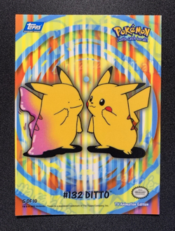 Pokemon Pikachu Ditto #132 Topps 6 Of 10 Stick-On-Card 2000 Crimped Error NM - Image 1