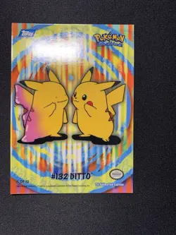 Pokemon Pikachu Ditto #132 Topps 6 Of 10 Stick-On-Card 2000 Crimped Error NM - Image 2