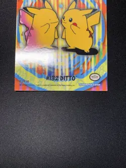 Pokemon Pikachu Ditto #132 Topps 6 Of 10 Stick-On-Card 2000 Crimped Error NM - Image 4