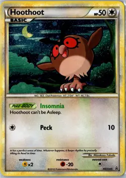 Pokemon Card - Hoothoot HGSS Black Star Promos HGSS05 2010 Promo Holo LP - Image 1