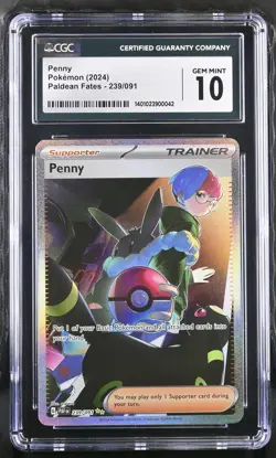 Penny 239/091 SPECIAL ILLUSTRATION RARE Paldean Fates Pokemon CGC 10 Gem Mint - Image 1