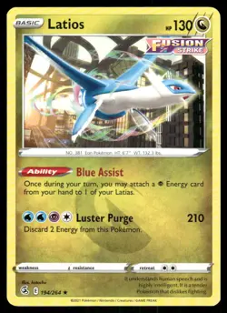 Latios 194/264 Rare Fusion Strike Pokemon Near Mint - Image 1