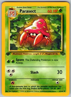 Parasect 41/64 Uncommon Jungle Pokemon 1st Edition Lightly Played - Image 1