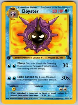 Cloyster 32/62 Uncommon Fossil Pokemon 1st Edition Lightly Played - Image 1