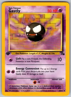 Gastly 33/62 Uncommon Fossil Pokemon 1st Edition Lightly Played - Image 1