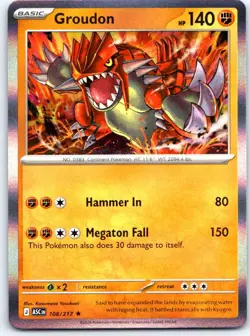 Groudon 108/217 Rare Ascended Heroes Pokemon Holo NM - Image 1