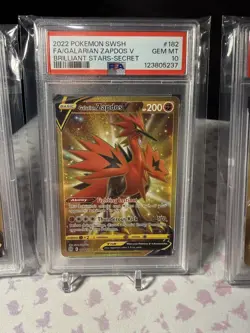 2022 Pokemon Brilliant Stars Galarian Moltres Zapdos Articuno 181/182/183 PSA 10 - Image 3