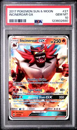 2017 POKEMON SUN & MOON #27 INCINEROAR GX PSA 10 - Image 1