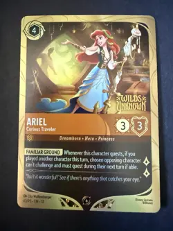 Disney Lorcana Wilds Unknown Ariel Curious Traveler Pre Release GOLD PROMO STAMP - Image 1