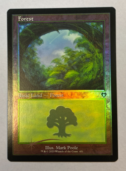 MTG - Forest (#451) - Retro Frame - FOIL - Commander Masters - Image 1