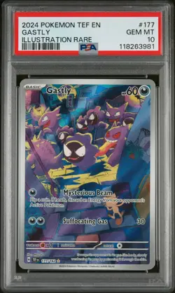 2024 POKEMON TEF EN-TEMPORAL FORCES ILLUSTRATION RARE #177 GASTLY PSA 10 - Image 1