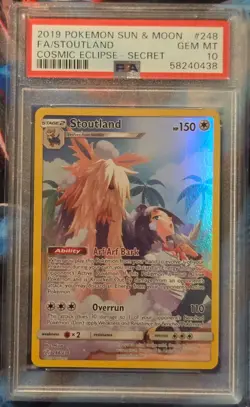 2019 Stoutland PSA 10 248/236 Pokemon TCG Cosmic Eclipse Secret Rare Full Art MT - Image 1